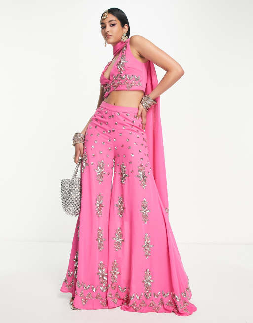Maya - Sharara - Pantalon d'ensemble à ornements géométriques - Rose