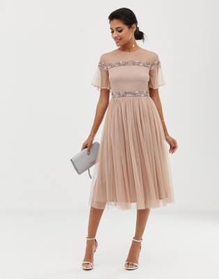 maya embellished midi dress