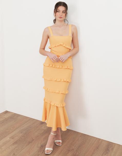 Maya Strappy bandage midi dress in yellow - view 1