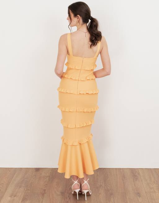 Maya Strappy bandage midi dress in yellow, 2 of 4