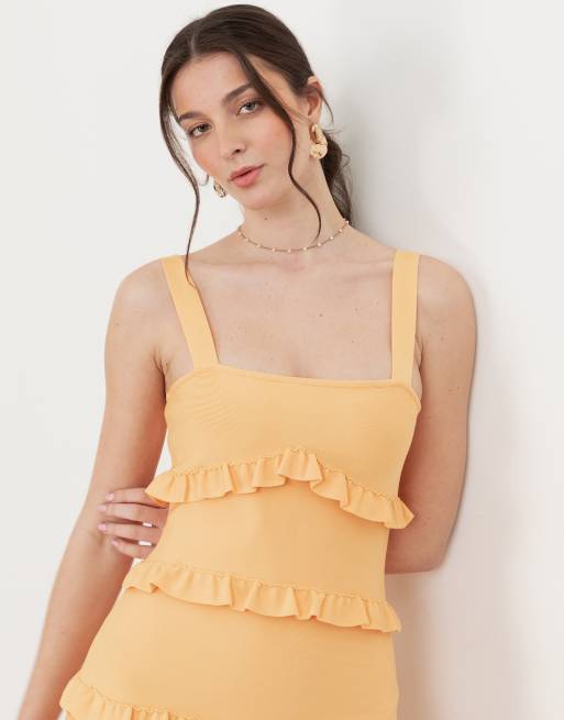 Maya Strappy bandage midi dress in yellow, 3 of 4