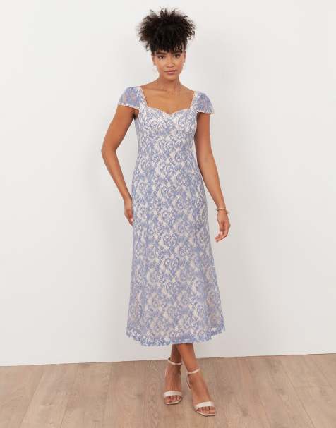 Maya Sweetheart neck lace midaxi dress in light blue