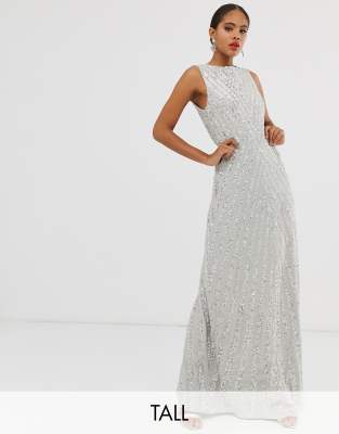 asos silver maxi dress