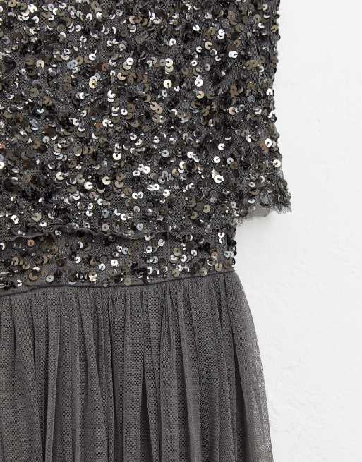 Dark gray sequin dress sale