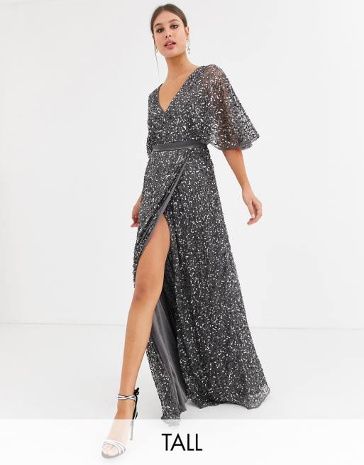 Maya Tall  Bridesmaid  delicate sequin wrap maxi dress  in  Maya Tall  Bridesmaid  delicate sequin wrap maxi dress  in