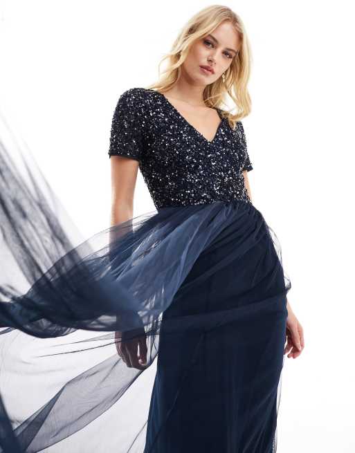 Maya short sleeve outlet sequin maxi dress