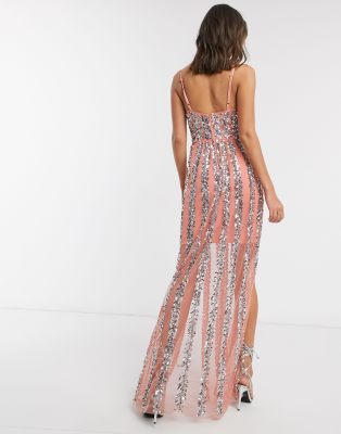 floral and stripe maxi dress