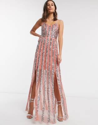 floral and stripe maxi dress