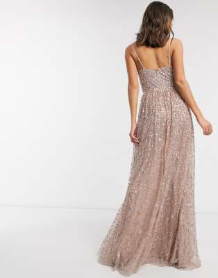 maya scattered sequin maxi dress