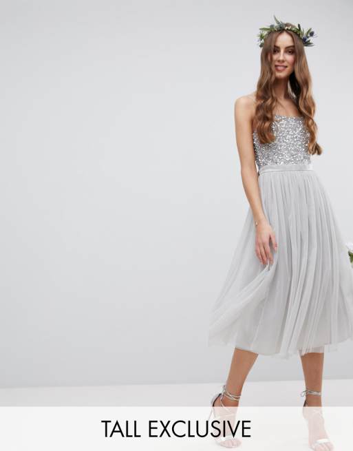 Maya Tall Cami Strap Sequin Top Tulle Detail Midi Maya Tall Cami Strap Sequin Top Tulle Detail Midi