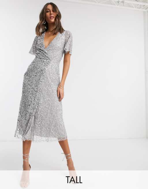 Maya silver outlet sequin dress