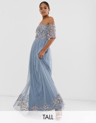 dusty blue maxi dress with sleeves