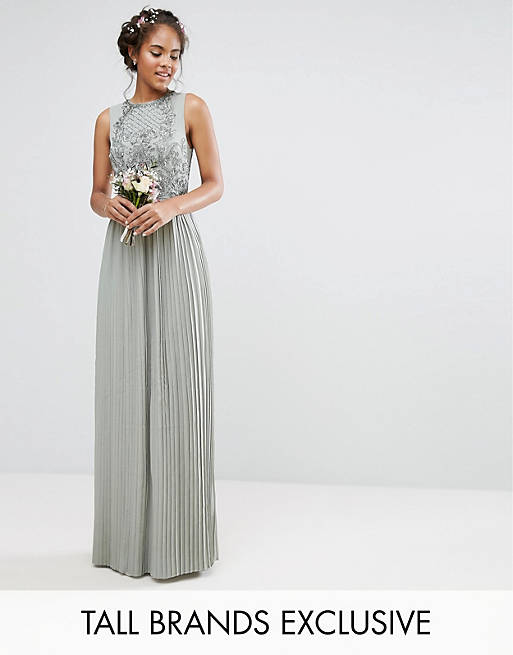 Maya Tall Embellished Top Maxi Dress With Pleated Skirt