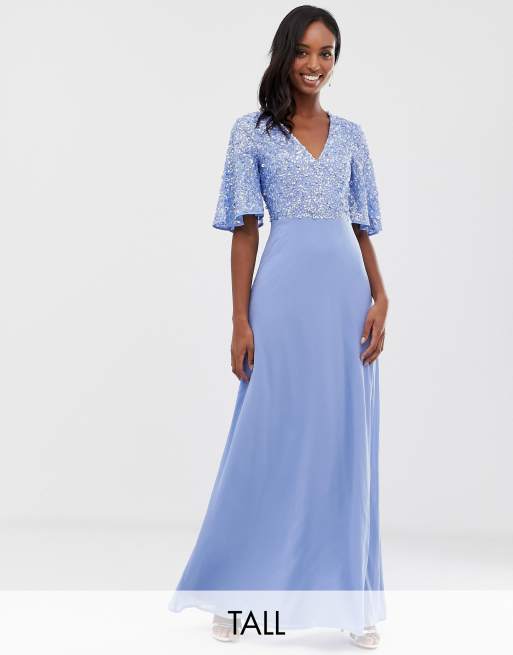 Maya sequin top 2025 maxi bridesmaid dress