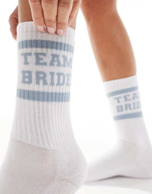 Maya Team bride socks in dusty blue