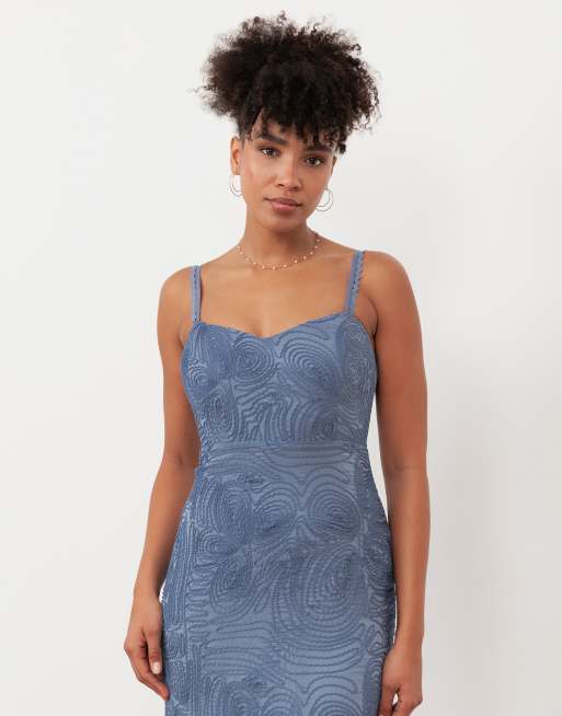 Maya Textured chiffon midi dress in infinity blue, 2 of 4