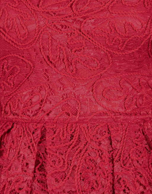 Maya Textured lace bandeau midaxi dress in red, 5 of 7