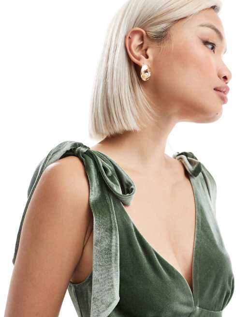 VELVET HAIR BAND THIN MILIEU GREEN