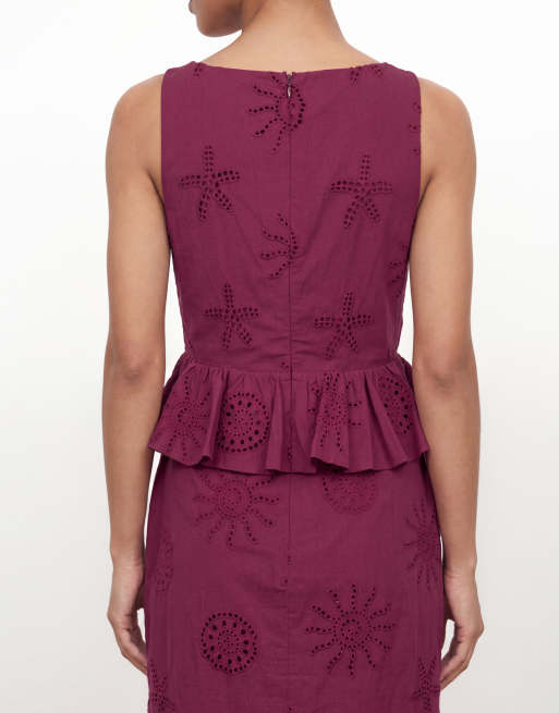 Maya Twist front broderie midaxi dress in deep pink, 4 of 4