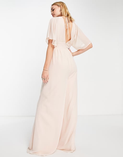 Maya v back v neck jumpsuit in blush pink