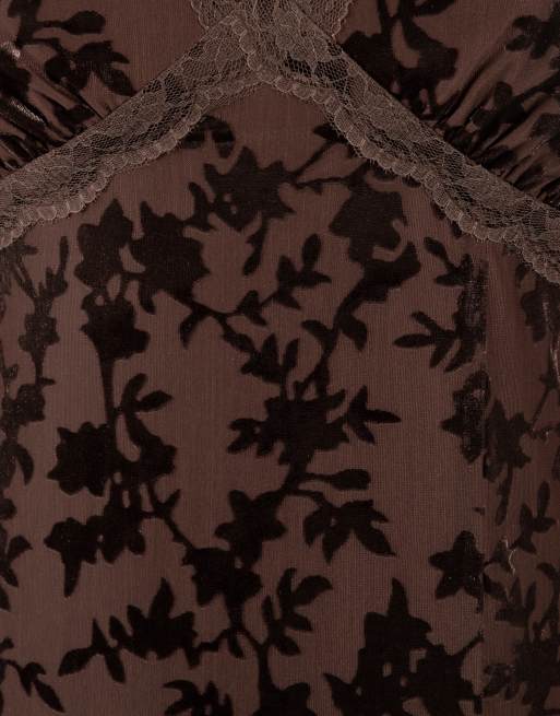 Maya Velvet devore strappy maxi dress in chocolate, 5 of 7