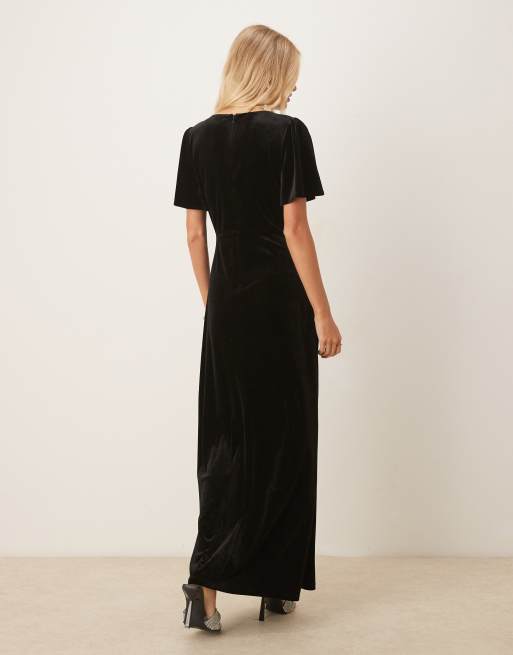 Maya Velvet faux wrap maxi dress in black, 2 of 4
