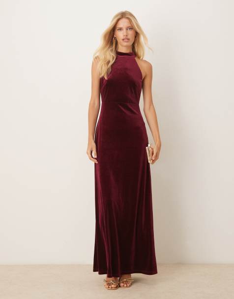 Maya Velvet halter neck maxi dress in purple - view 1