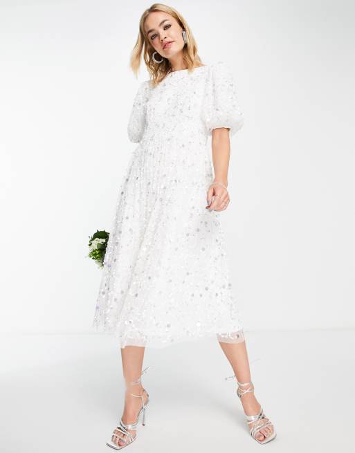 Maya - Vestito da sposa color avorio decorato con maniche a sbuffo
