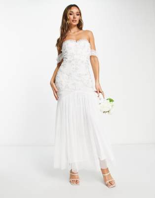 Maya - Vestito lungo da sposa color avorio con gonna a sirena