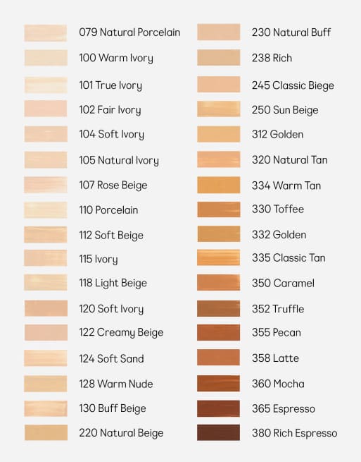 Maybelline Fit Me Foundation Color Chart