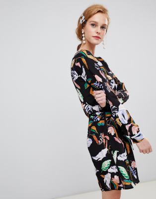 mByM  Sukienka o prostym kroju z nadrukiem-Wielokolorowy Win print