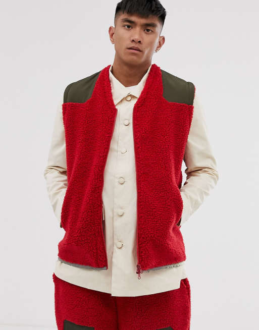 M.C.Overalls - Combi-set van fleece met textuur in rood, 2 van 3