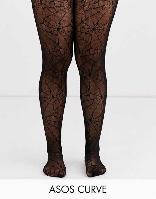 Medias con diseño de telaraña para Halloween de ASOS DESIGN Curve