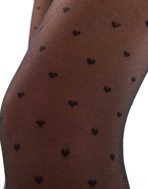 Medias negras con diseño de corazones de Pretty Polly, 4 de 4