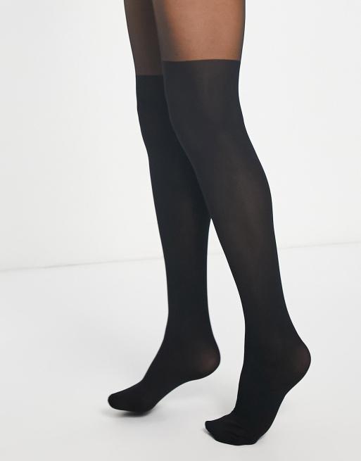 Medias negras con diseño efecto calzas de Vero Moda, 2 de 4