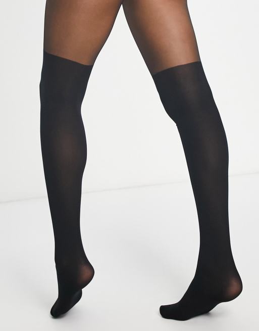 Medias negras con diseño efecto calzas de Vero Moda, 3 de 4