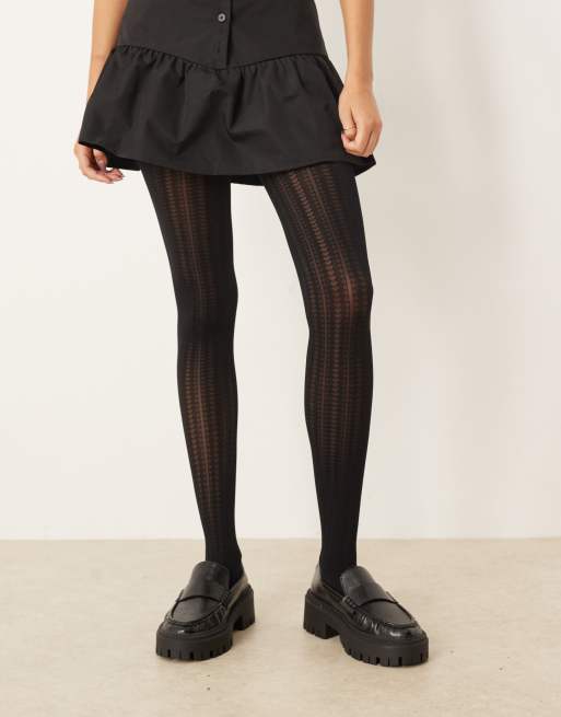Medias negras con patrón de líneas de corazones y lunares de ASOS DESIGN, 2 de 3