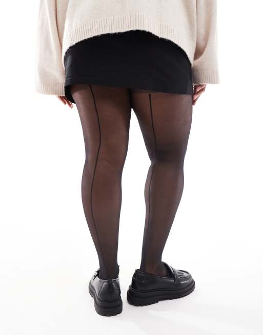 Medias negras muy elásticas con detalle de costura trasera de estilo jive de ASOS DESIGN Curve