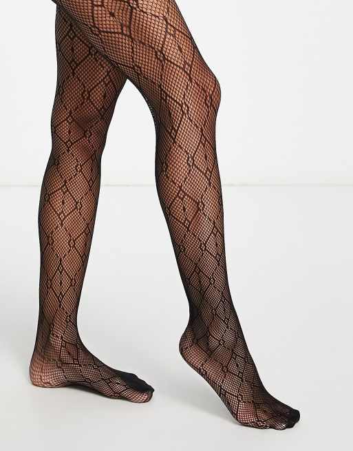 Medias negras transparentes con diseño de rombos de My Accessories London
