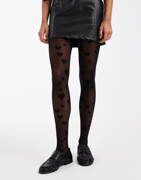 Medias negras transparentes con estampado de corazones de Vero Moda - view 1