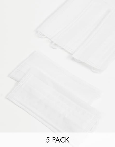 Medipop unisex 5 pack face coverings in white - view 1