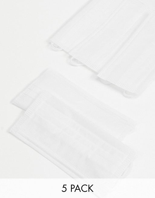 Medipop unisex 5 pack face coverings in white