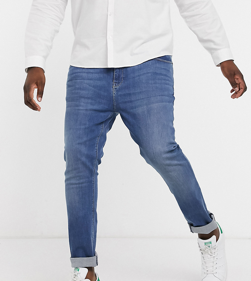 Medium forvaskede jeans med smal pasform fra ASOS DESIGN Plus-Blå