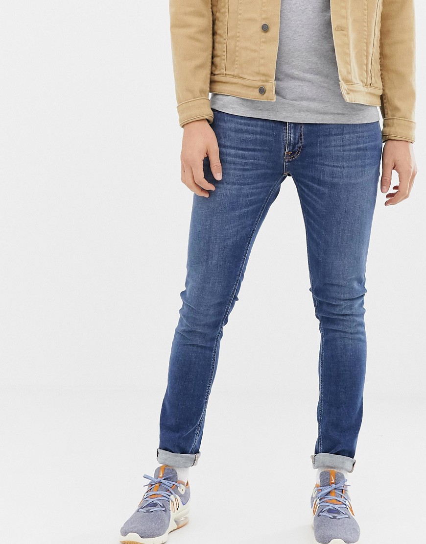 Medium forvaskede jeans med smal pasform fra Nudie Jeans Co-Blå