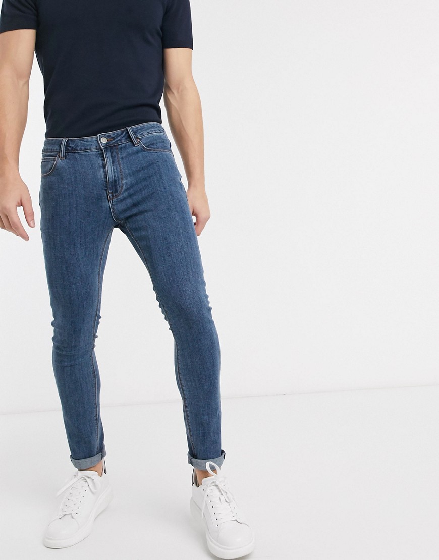 Medium forvaskede retro super-skinny jeans fra ASOS DESIGN-Blå