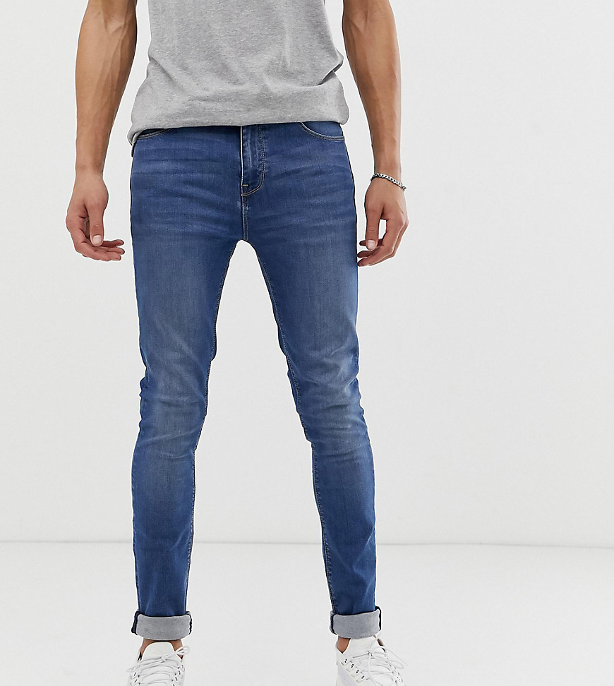 Medium forvasket super-skinny jeans fra ASOS DESIGN Tall-Blå