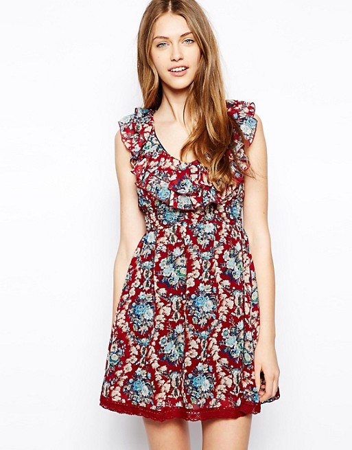 Mela Loves London | Mela Loves London Floral Frill Front Dress