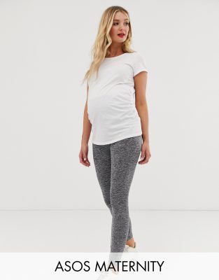 фото Меланжевые леггинсы с лентой под и над животиком asos design maternity-серый asos maternity