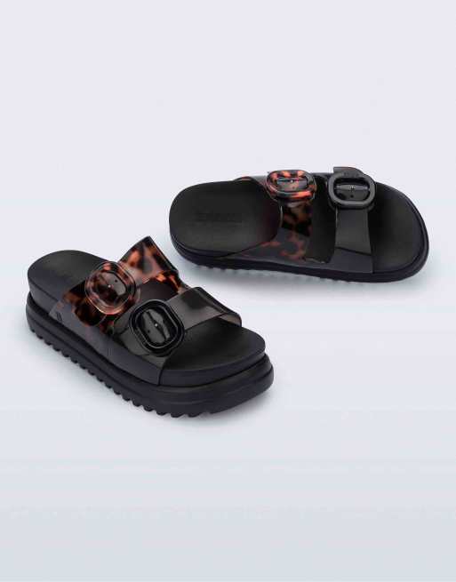 Melissa Cozy platform sandal in black / tortoise shell in black/tortoise shell, 3 of 4