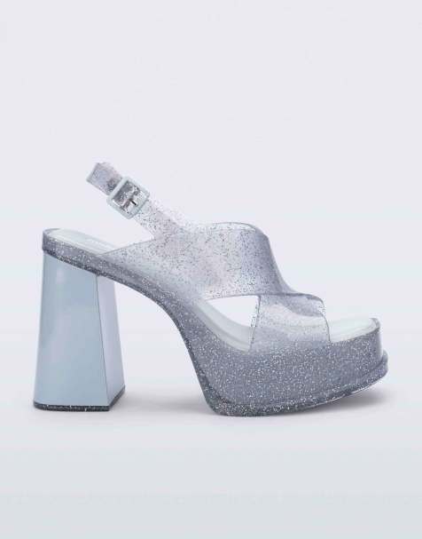 Melissa Dance platform heel in clear blue glitter - view 1